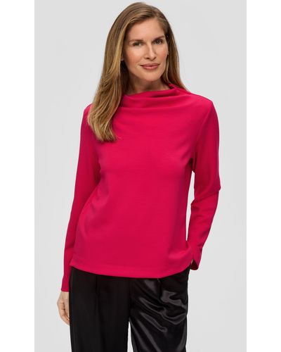 S.oliver Sweatshirt Strickjerseyshirt mit Wasserfall-Ausschnitt - Pink