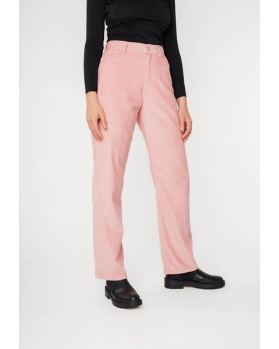 Mela Cordhose Cord Hose mit hohem Bund und weitem Bein OORJA - Pink