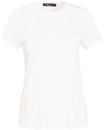 Mavi Kurzarmshirt Lux Satin Touch Antique White Jersey mit Modalanteil - Weiß