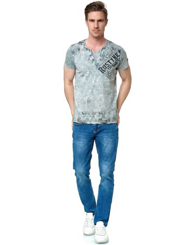 Rusty Neal T-Shirt im coolen Used-Look-Design - Grau