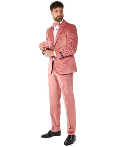 Opposuits Anzug Vintage Pink Velvet Deluxe Eleganter Samtanzug in hochwertiger Ausführung - Rot