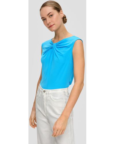 S.oliver Shirttop T-Shirt mit Knotendetail Knoten - Blau