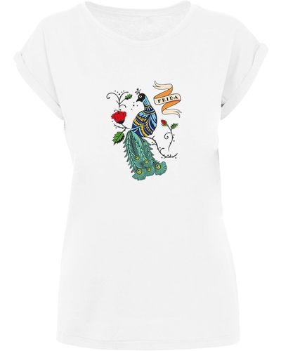 Merchcode Ladies Frida Kahlo Bird T-Shirt (1-tlg) - Weiß