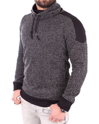 Reslad Strickpullover Huge Collar Sweatshirt Pullover RS-105 (1-tlg) mit hohem Kragen - Grau