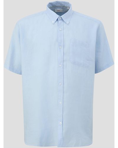 S.oliver Kurzarmhemd aus Leinen - Blau