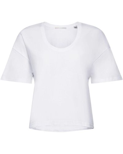 Edc By Esprit Oversize Cropped-T-Shirt, 100 % Baumwolle (1-tlg) - Weiß