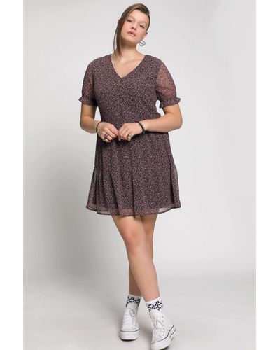 Studio Untold Jerseykleid Millefleurs-Kleid A-Line V-Ausschntt Halbarm - Rot