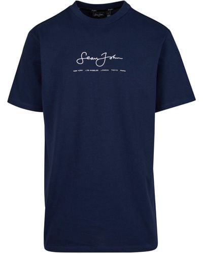 Sean John T-Shirt JM-TE012-092-007 Classic Logo Essential Tee dark blue (1-tlg) - Blau