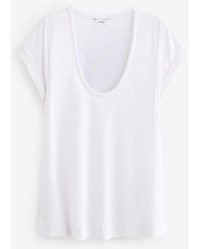 Next Kurzärmliges T-Shirt mit U-Ausschnitt (1-tlg) - Weiß