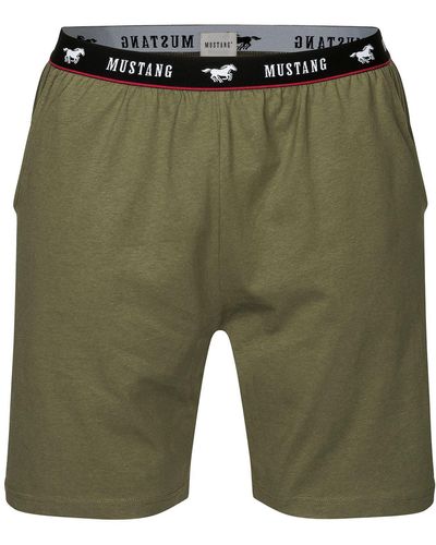 Mustang Shorts Bermuda Kurze Hose Sommerhose Freitzeithose roter Kontraststreifen und branding - Grün