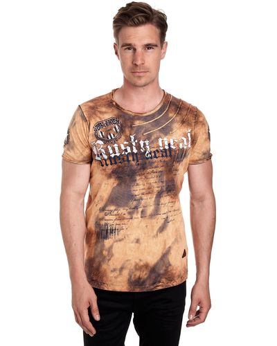 Rusty Neal T-Shirt mit toller Batik-Optik - Gelb