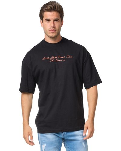 DENIM HOUSE Oversizd T-Shirt mit besonderem Druck Loose Fit Schwarz E1075 L