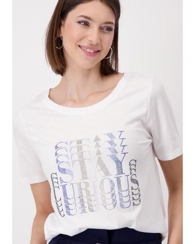 Monari T-Shirt mit Strass Schrift - Weiß