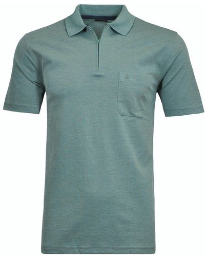 RAGMAN T-Shirt / He. / Basic Polo zip soft knit - Grün