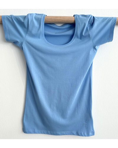 Zuckerwatte T-Shirt Halbarm mit Rundhalsausschnitt, aus feiner Pima Baumwolle - Blau