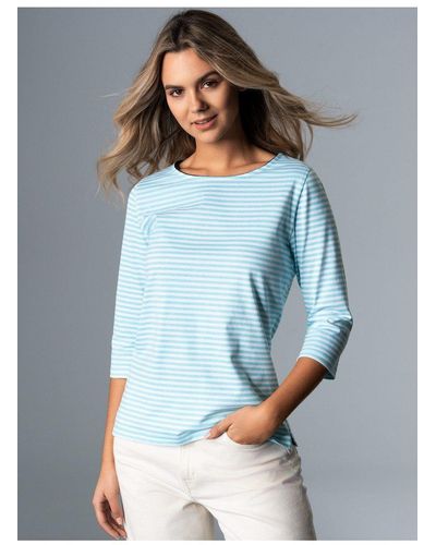 Trigema Longsleeve Shirt aus 100% Baumwolle mit 3/4-Arm (1-tlg) - Blau