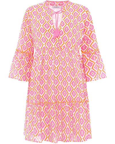 Zwillingsherz Kleid Tunikakleid Raute Print - Pink
