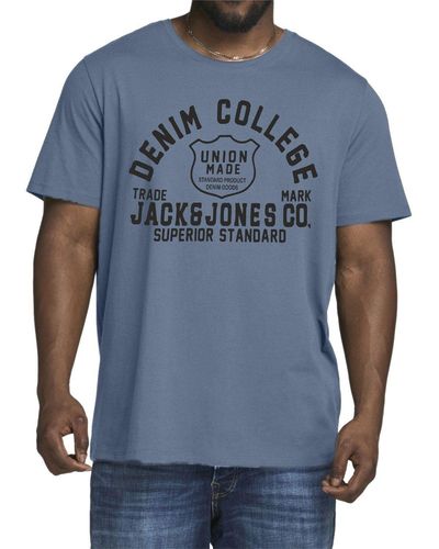 Jack & Jones Print- Big Size Übergrößen T-Shirt - Blau