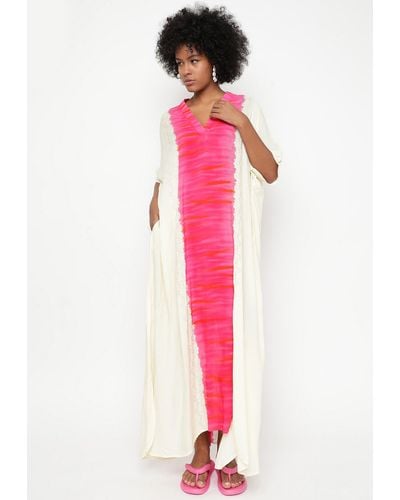 YC Fashion & Style Strandkleid Elegantes Kaftan Kleid aus 100 % Baumwolle Basic - Rot