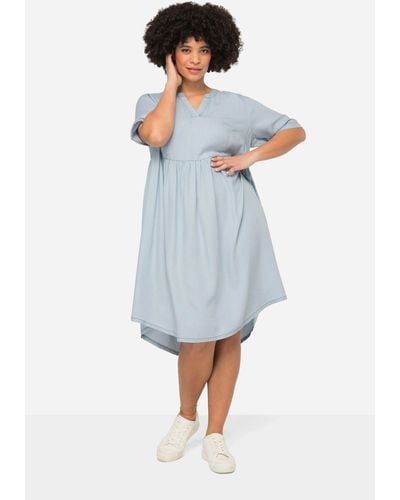 Angel of Style Sommerkleid Kleid Lyocell Tunika-Ausschnitt Halbarm - Grau