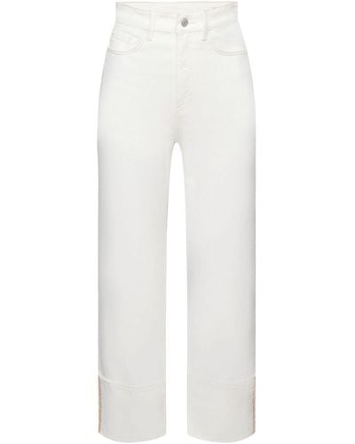 Esprit 7/8-Jeans Aufschlagjeans – gerade Passform, sehr hoher Bund - Weiß