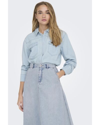 ONLY Jeansbluse ONLBEA LS LOOSE DNM SHIRT GUA - Blau