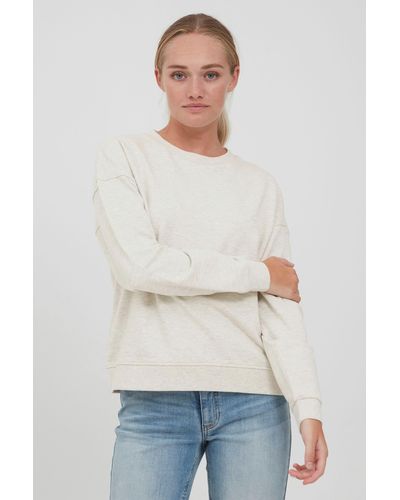 Oxmo Sweatshirt OXGrynet Sweatpullover mit Rundhalsausschnitt - Weiß