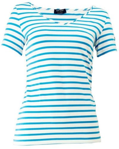 Saint James T-Shirt 8311 Streifenshirt Aviso mit V-Ausschnitt - Blau
