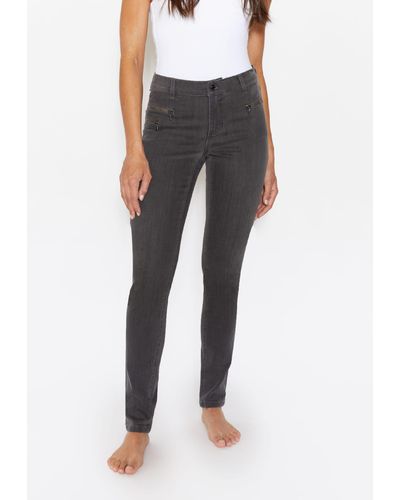 ANGELS Slim-fit- Jeans Malu Zip Zierreißverschlüssen mit Label-Applikationen - Schwarz