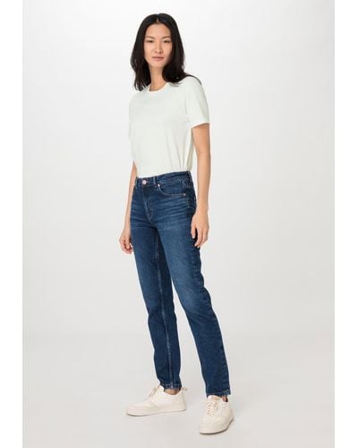 HESSNATUR 5-Pocket-Jeans HANNA High Rise Mom aus reinem Bio-Denim (1-tlg) - Blau