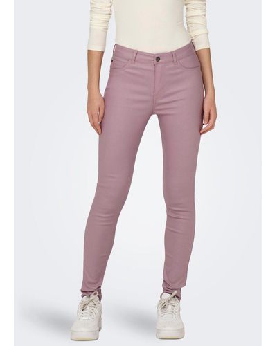 Jacqueline De Yong Lederimitathose Skinny Jeans Leder Optik High Waist Stretch Coated Denim Pants - Lila