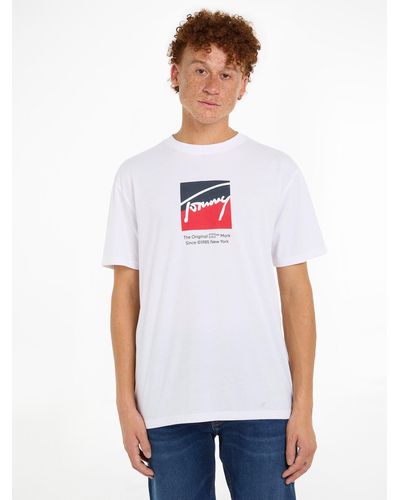 Tommy Hilfiger T-Shirt TJM REG RWB DNA TEE mit Logoprint - Weiß