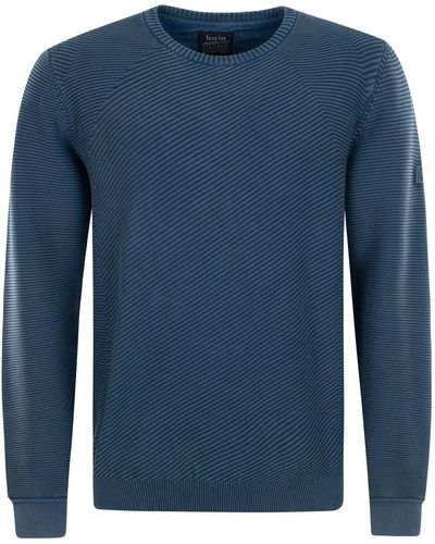 Hajo Rundhalspullover Pullover (1-tlg) Baumwolle auch in groß Größen - Blau