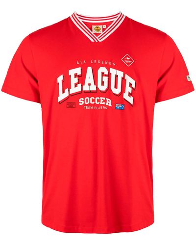 ROADSIGN australia T-Shirt Soccer (1-tlg) mit sportlichem Logo-Print & V-Ausschnitt - Rot