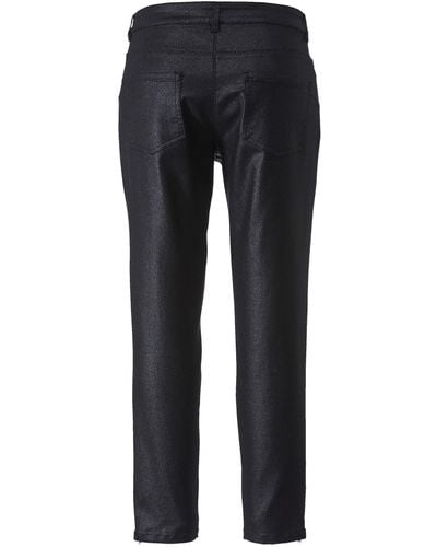 Angel of Style 5-Pocket-Jeans 7/8-Hose Slim Fit Lederoptik Saumzipper - Schwarz