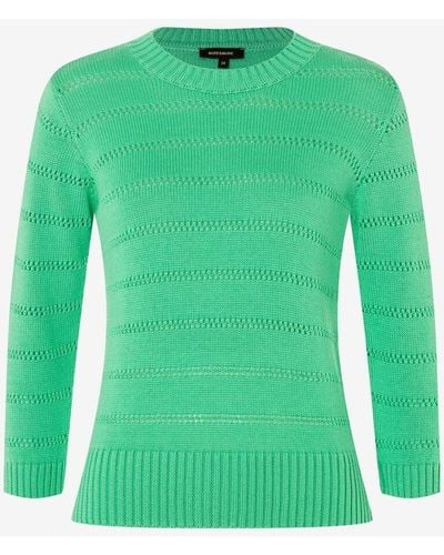 MORE&MORE &MORE Strickpullover Pullover Ajour Knit - Grün