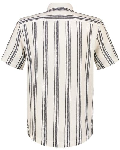 Lerros Kurzarmhemd Streifenhemd mit modischen Resort Kragen - Weiß