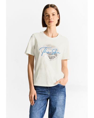Cecil T-Shirt mit Frontprint - Weiß