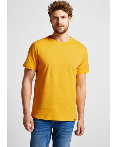 Street One Men T-Shirt im Basic Style - Gelb