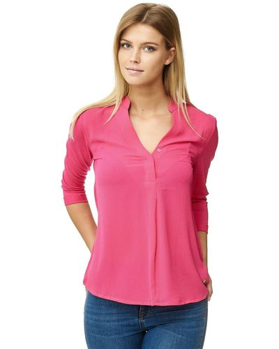 Decay Klassische Bluse mit V-Ausschnitt und Stehkragen - Pink