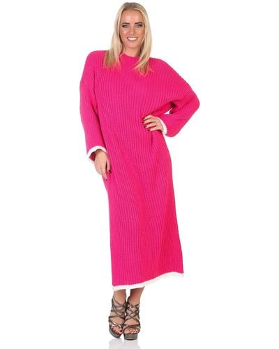 Mississhop Strickkleid Kleid gestrickt lang M.383 (1-tlg) - Pink