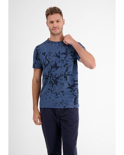 Lerros T-Shirt mit floralem AOP - Blau