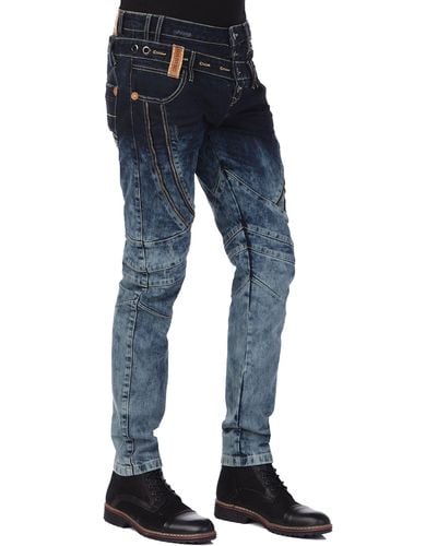 Cipo & Baxx Bequeme Jeans mit stylischem Doppelbund - Blau