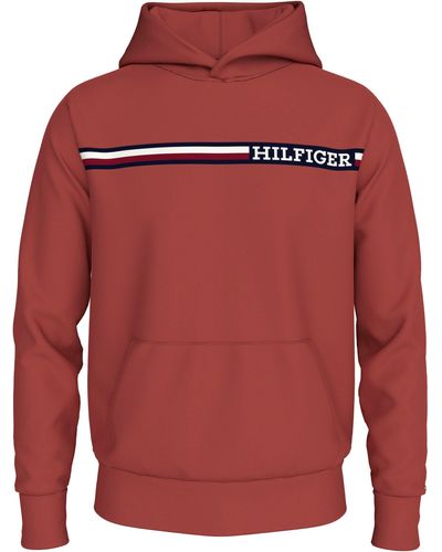 Tommy Hilfiger Kapuzensweatshirt BT-CHEST STRIPE HOODY-B Große Größen mit Logoprägung - Rot