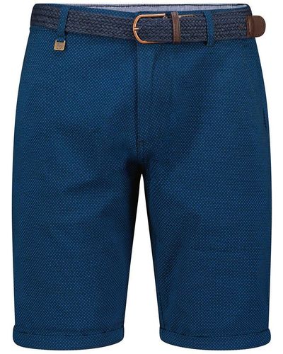 GEOGRAPHICAL NORWAY Chinos Chino Shorts kurze Hose Bermuda Knielang Stoff bequem mit Gürtel short - Blau