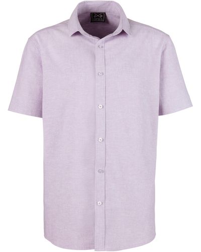 John Devin Kurzarmhemd Regular Fit, Sommerhemd mit Kentkragen aus Baumwoll-Leinen Mischung - Lila