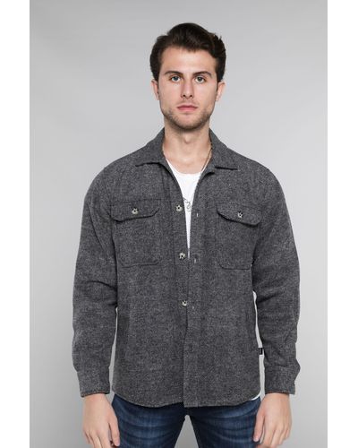 Carisma Langarmhemd Hemdjacke Seitentaschen mit Unimuster - Grau