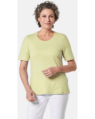 Goldner Kurzgröße: Basic T-Shirt aus reiner Baumwolle - Gelb