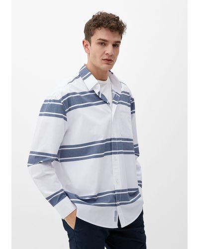S.oliver Langarmhemd Relaxed: Hemd aus reiner Baumwolle - Grau
