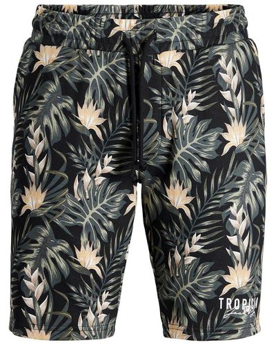 Jack & Jones & Große Größen Sweat-Shorts Floralprint schwarz JJICOASTAL